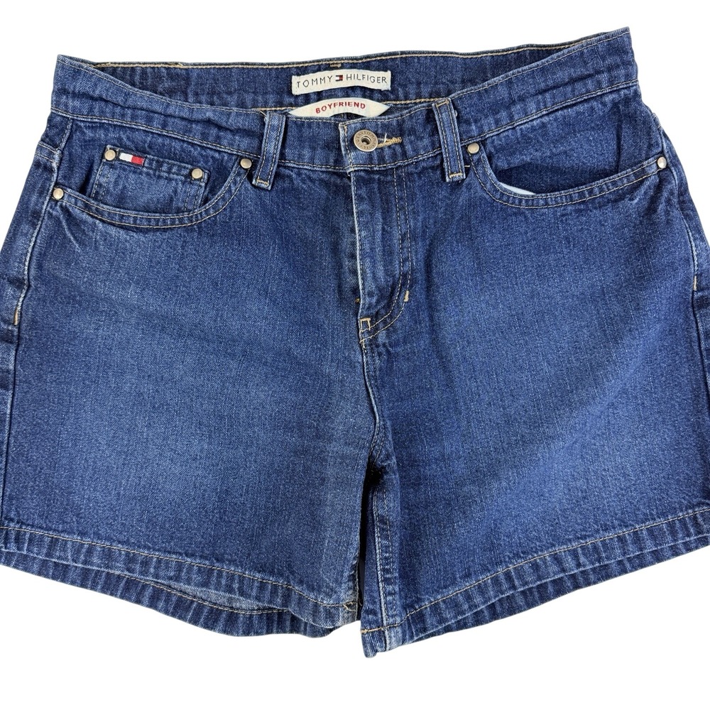 Tommy Hilfiger Boyfriend Denim Shorts Womens Size 8 Y2K Preppy Blue